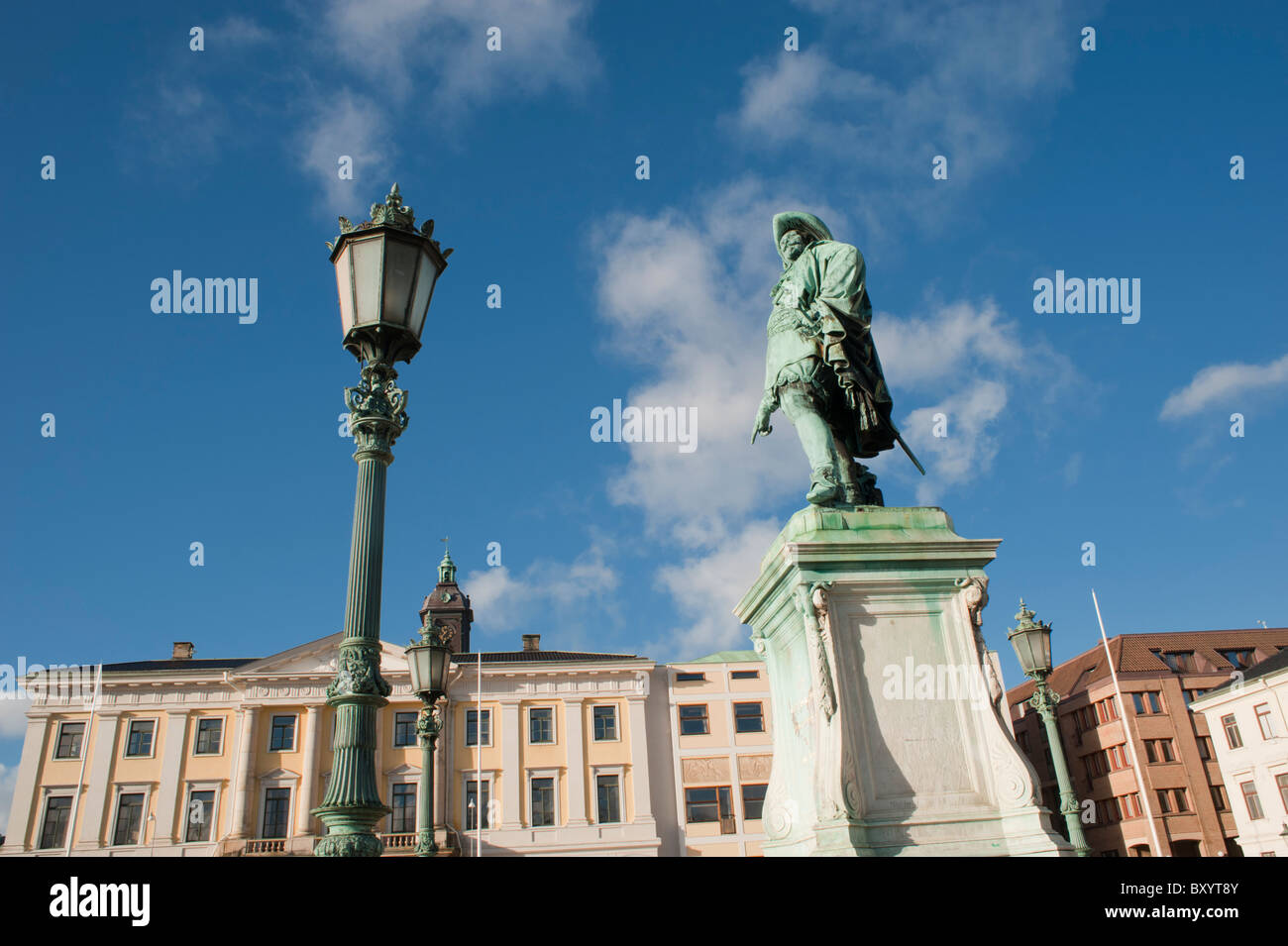 Statue du Roi Gustave II Adolphe de Suède, dans la région de Gustave-adolphe Square, Göteborg, Suède. Banque D'Images