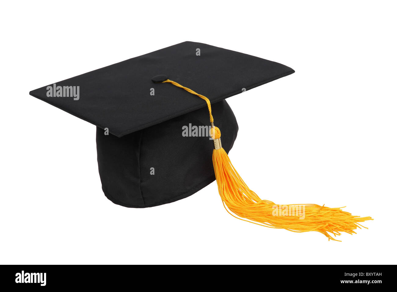 Graduation hat avec pompon sur fond blanc Banque D'Images