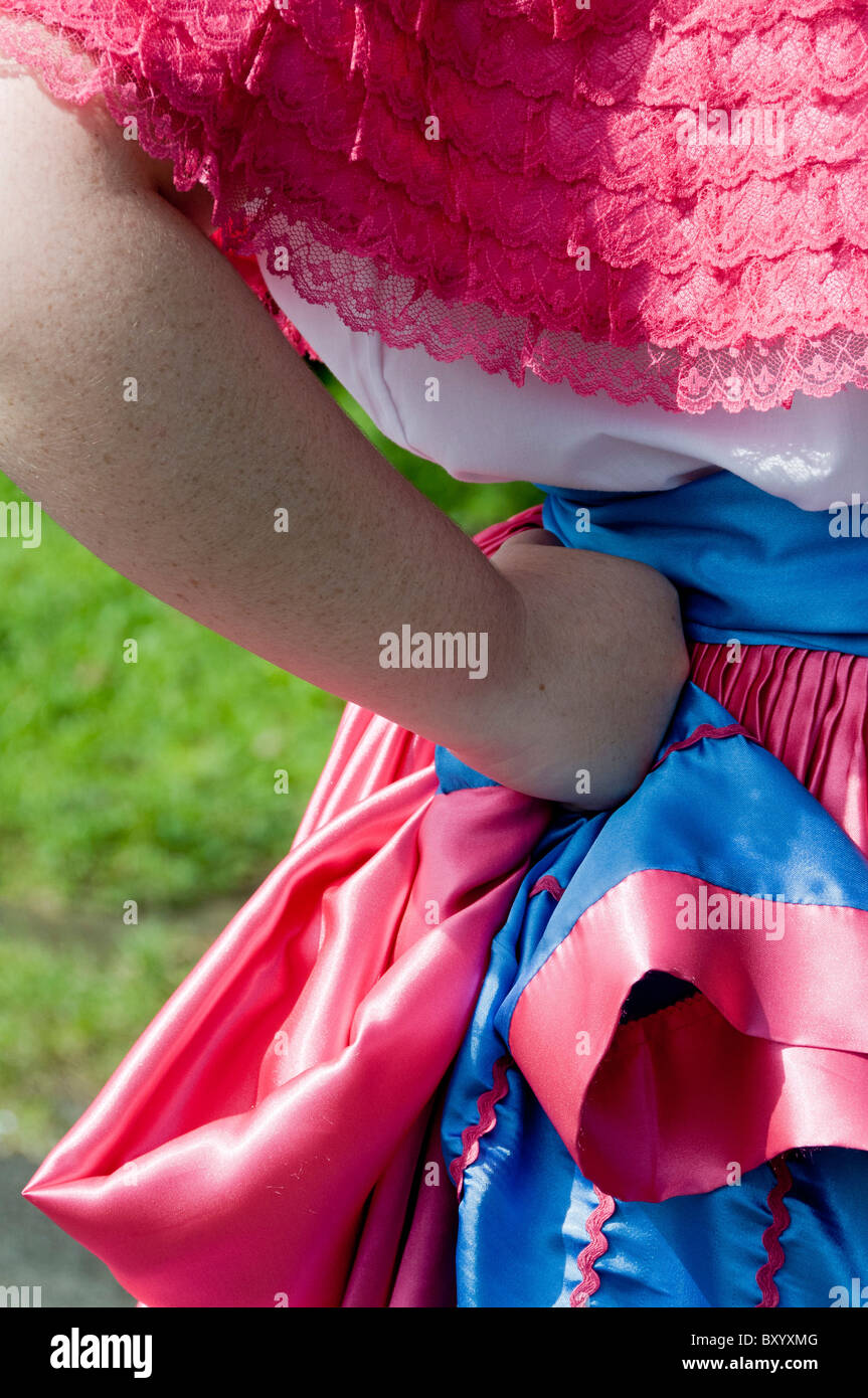 Détail d'un costume traditionnel de la fête de l'indépendance sur le Costa Rica Banque D'Images