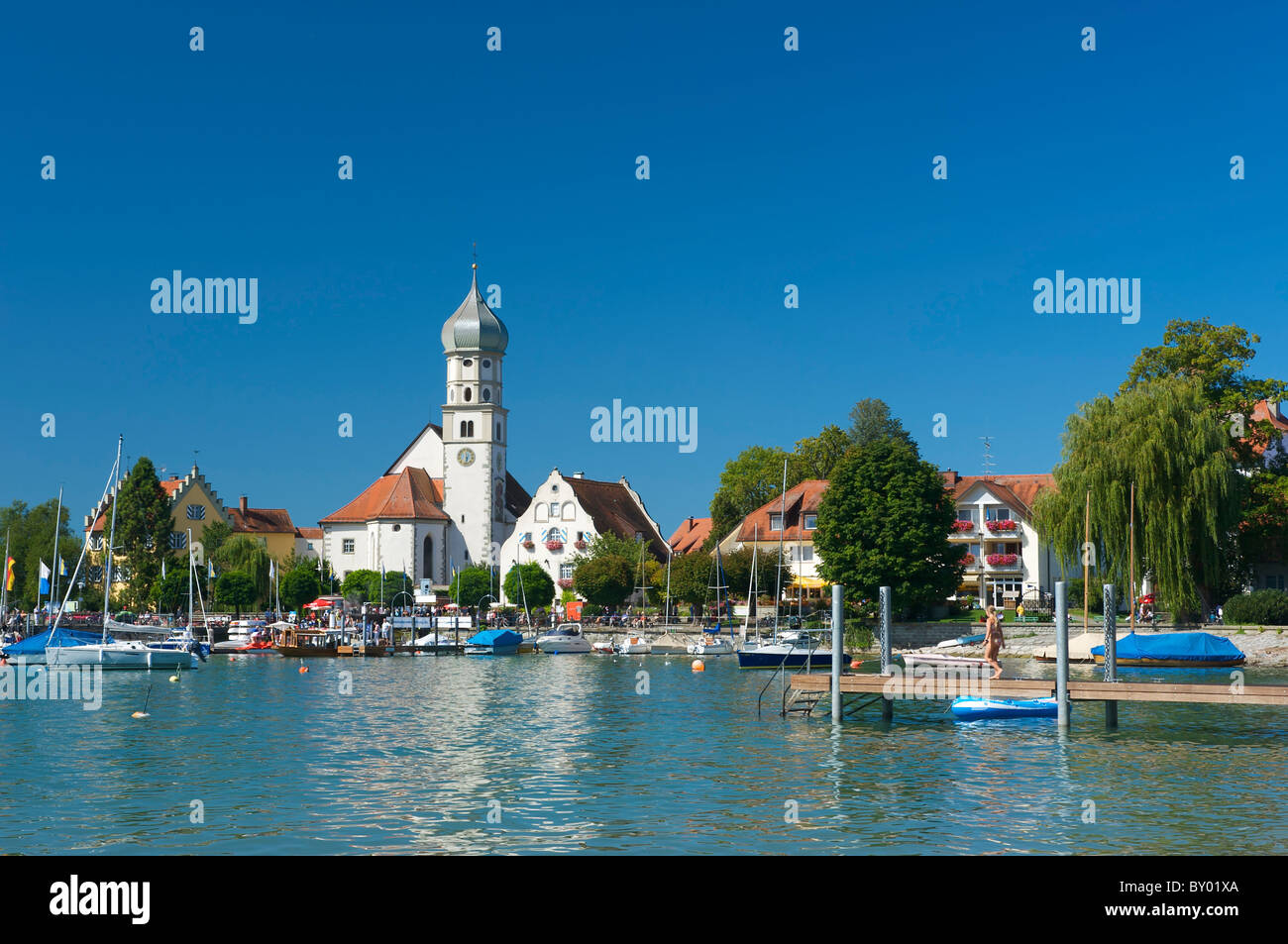 Le Lac de Constance, Wasserburg, Bade-Wurtemberg, Allemagne Banque D'Images