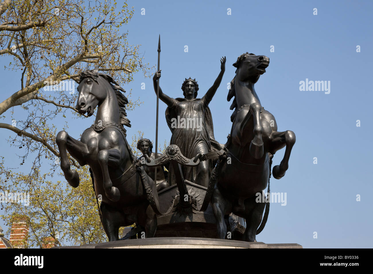 Boadicea statue de Westminster Bridge en face de Big Ben Banque D'Images