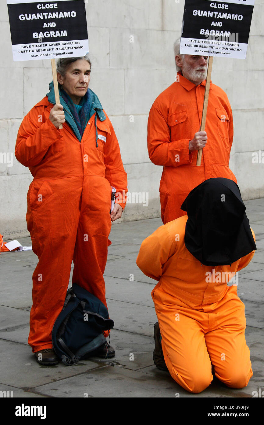 Les manifestants exigent la libération de Shaker Aamer Banque D'Images