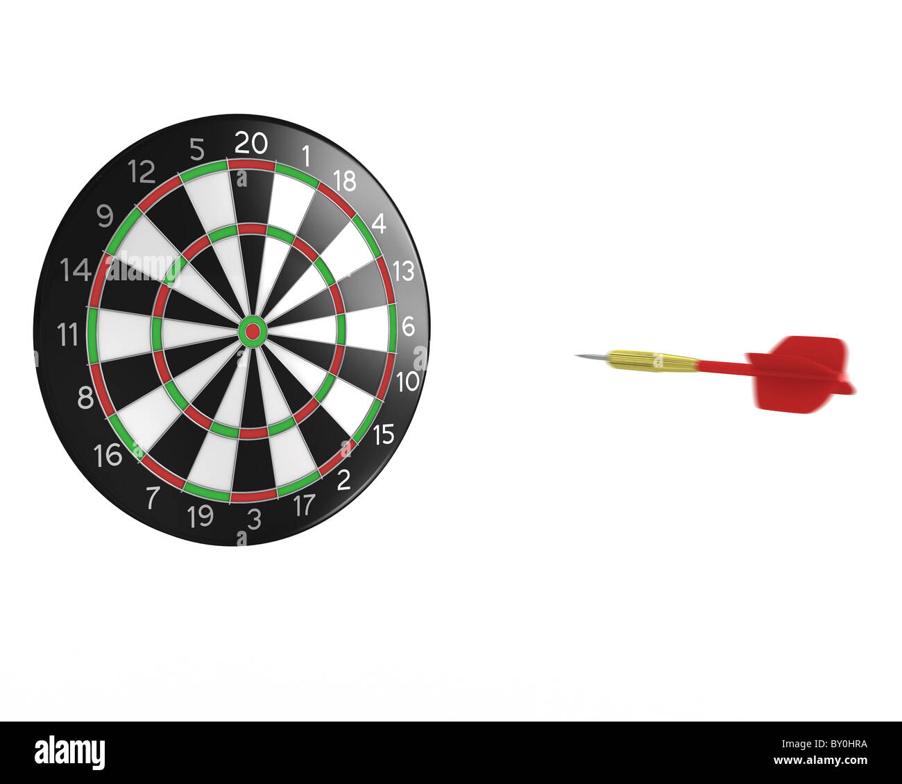 3D darts battant isolé sur fond blanc Banque D'Images