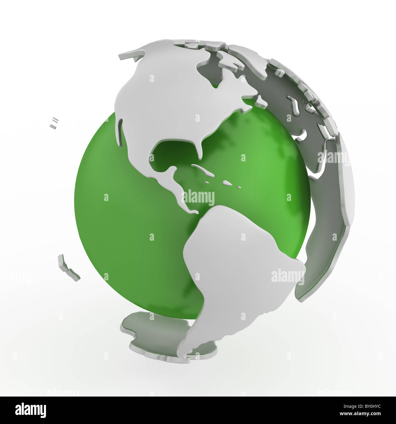 Abstract Green Globe, Nord isolé sur fond blanc Banque D'Images