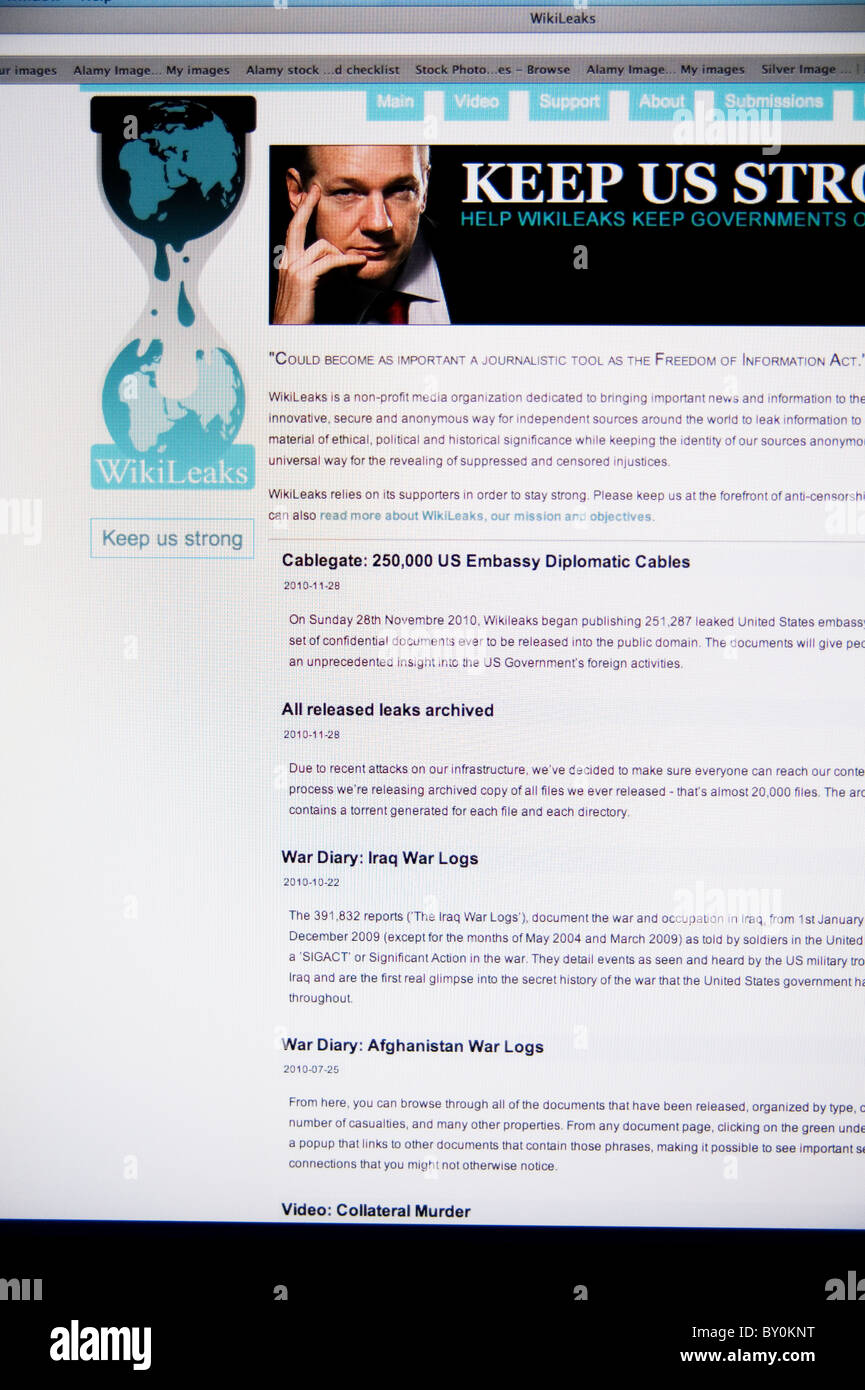 La page web de wikileaks Banque D'Images
