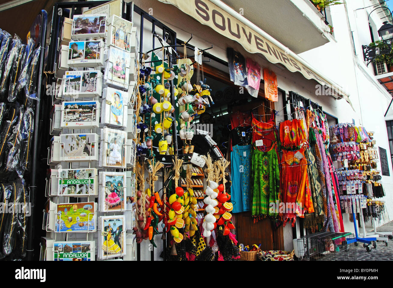 Boutique de souvenirs à Pueblo Blanco (village blanc), Mijas, Costa del Sol, la province de