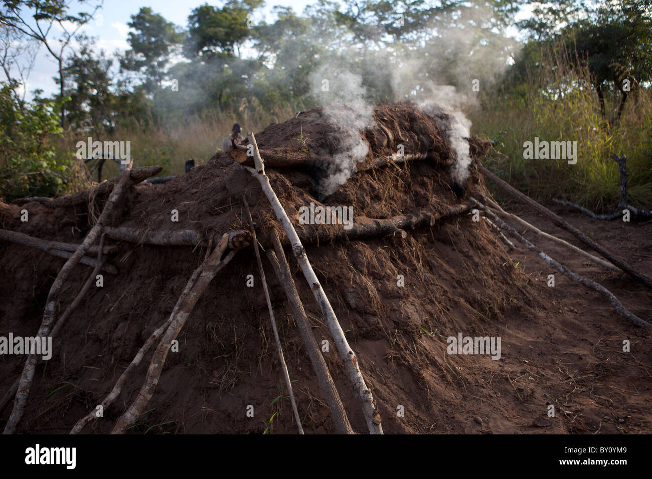 La réserve forestière de MUECATE, près de Nampula, MOZAMBIQUE, Mai 2010 : c'est un charbon de bois four, construit pour un design traditionnel. Banque D'Images