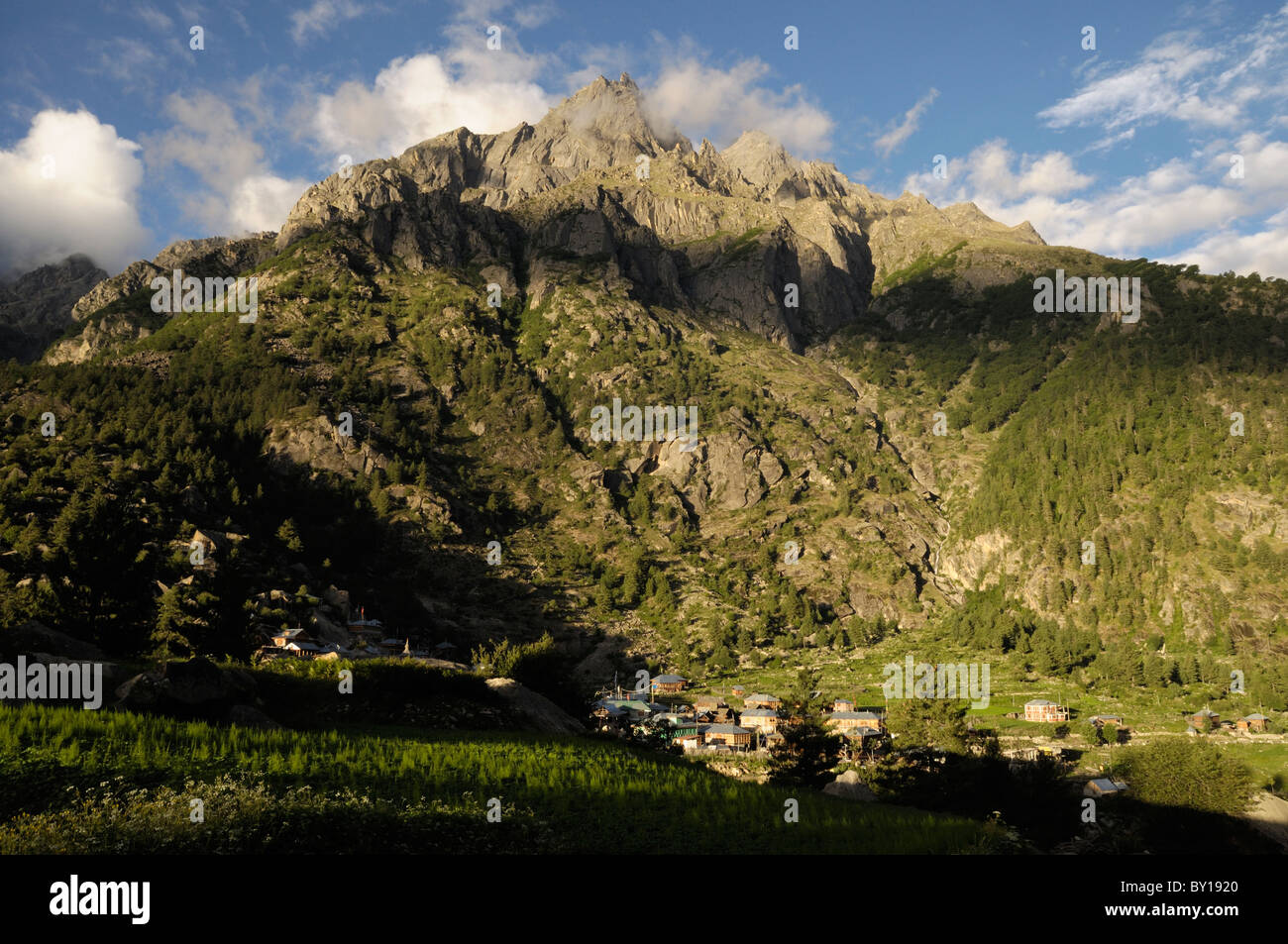 Un petit village à l'Himachal Pradesh dans la région de l'Himalaya indien. Banque D'Images