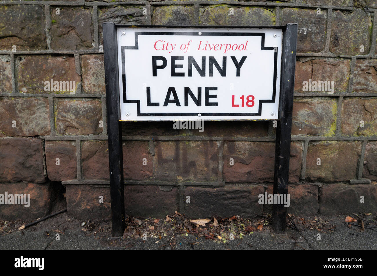 Penny Lane street sign à Liverpool. Penny Lane a été rendu célèbre par les Beatles l'enregistrement du même nom. Banque D'Images