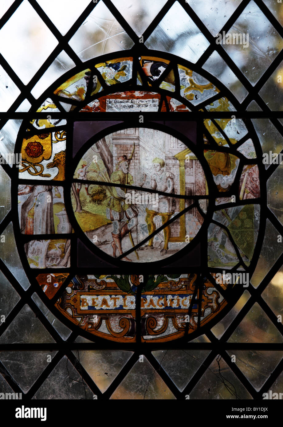 Vers 17e siècle vitraux, École flamande, Église Paroissiale de St Peter, Radway, Warwickshire ; Banque D'Images