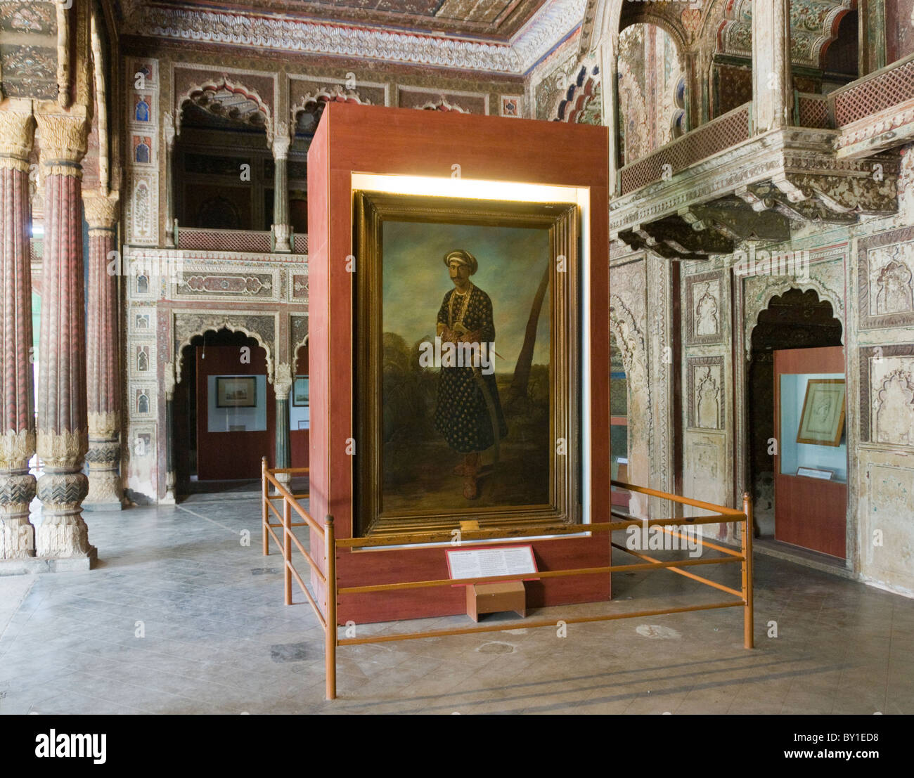 Peinture de Tipu Sultan Daria Daulat Bagh dans le Tipu's summer house qui est maintenant un musée à Srirangapatnam en Inde Banque D'Images