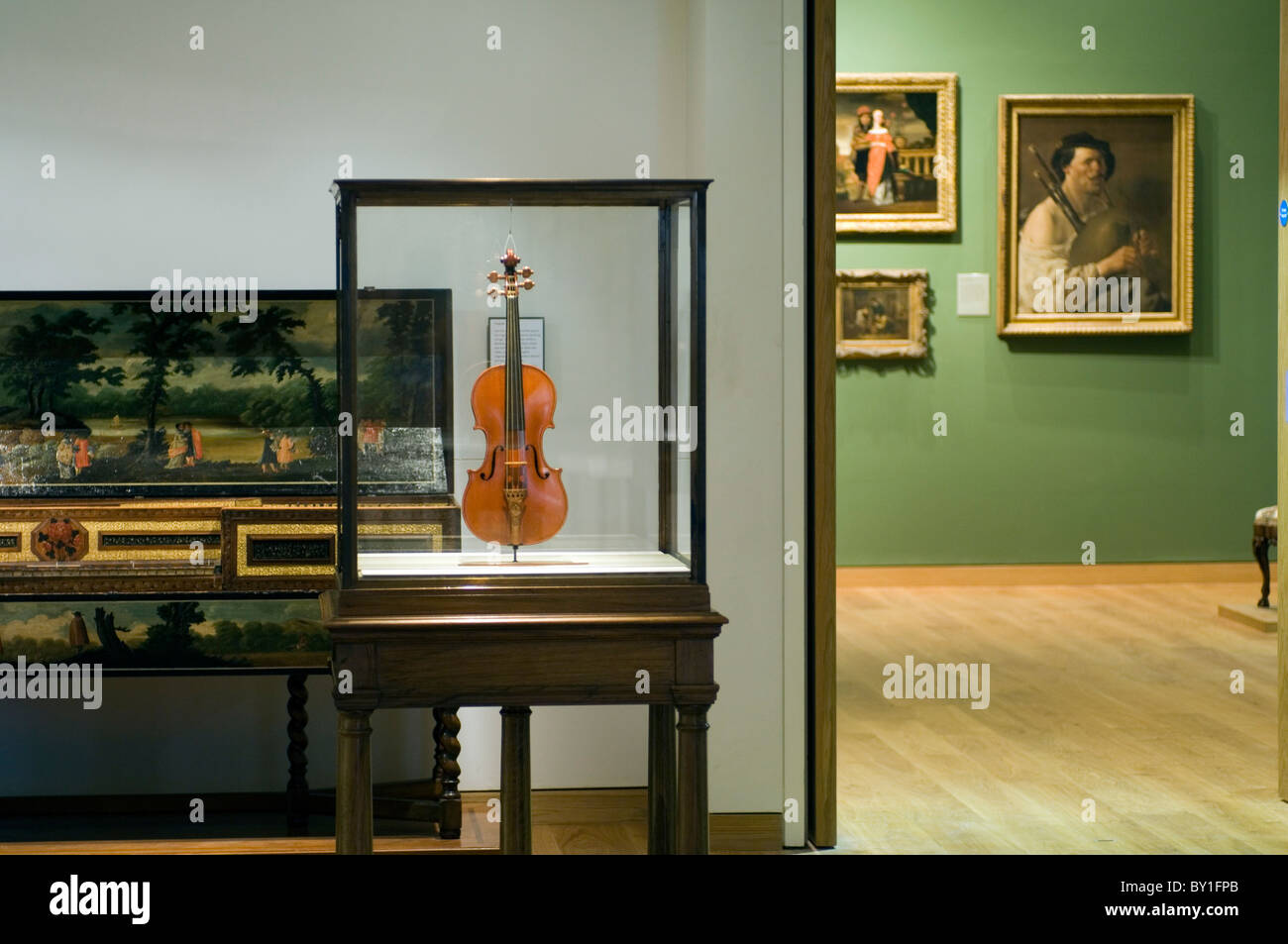 En cas de centre unique Le Messie violon d'Antonius Stradivarius/Cremoensis Faciebat Anno 1716 Ashmolean Museum, Oxford Banque D'Images