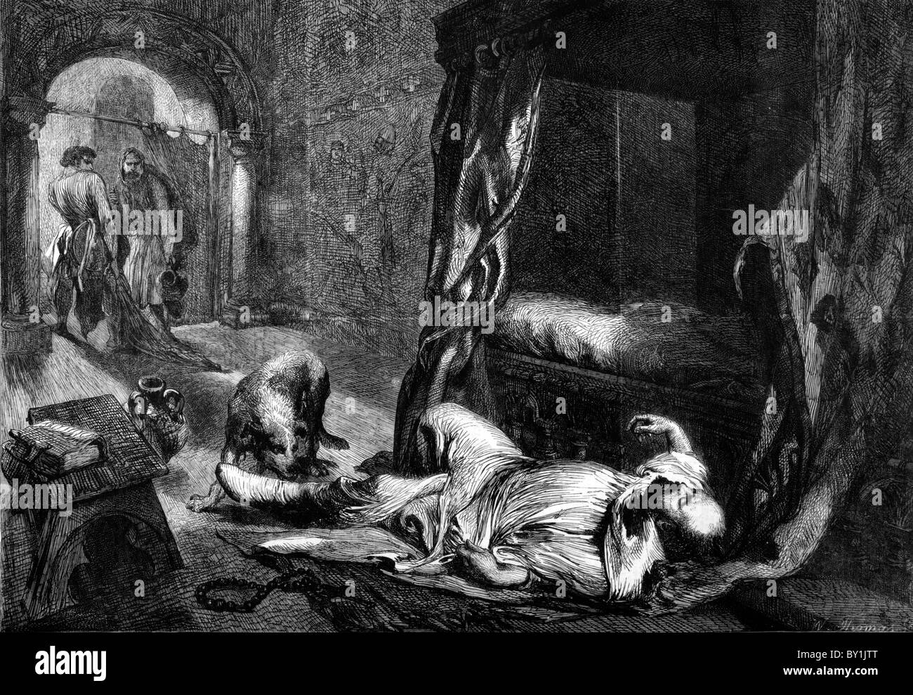 La mort de Guillaume le Conquérant, 1087 : 19ème siècle illustration noir et blanc ; de la London Illustrated News Banque D'Images