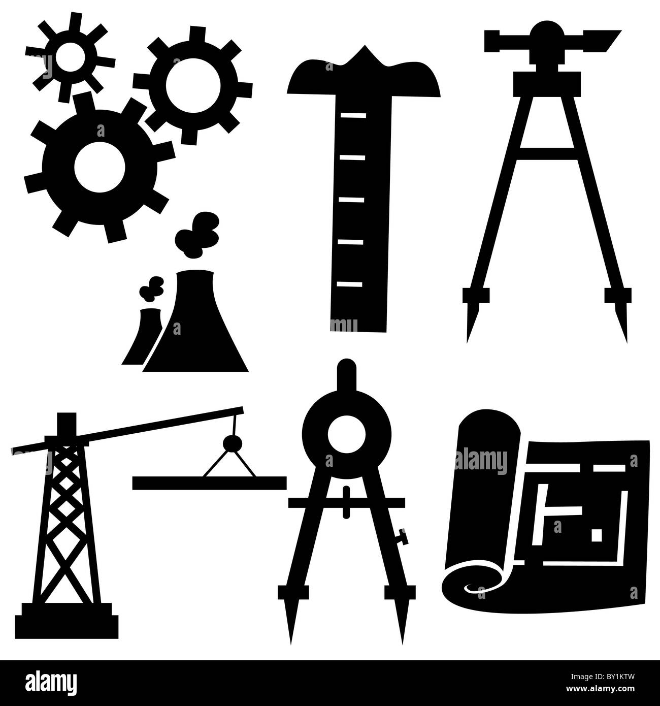 Icon Set génie isolé sur un fond blanc. Banque D'Images