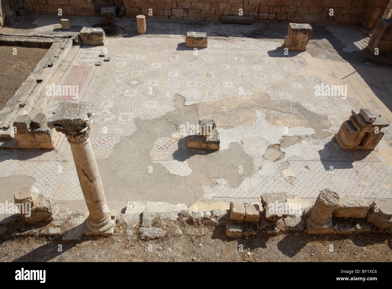 Église Byzantine de Sts. Côme et Damien, Jerash, Jordanie Banque D'Images