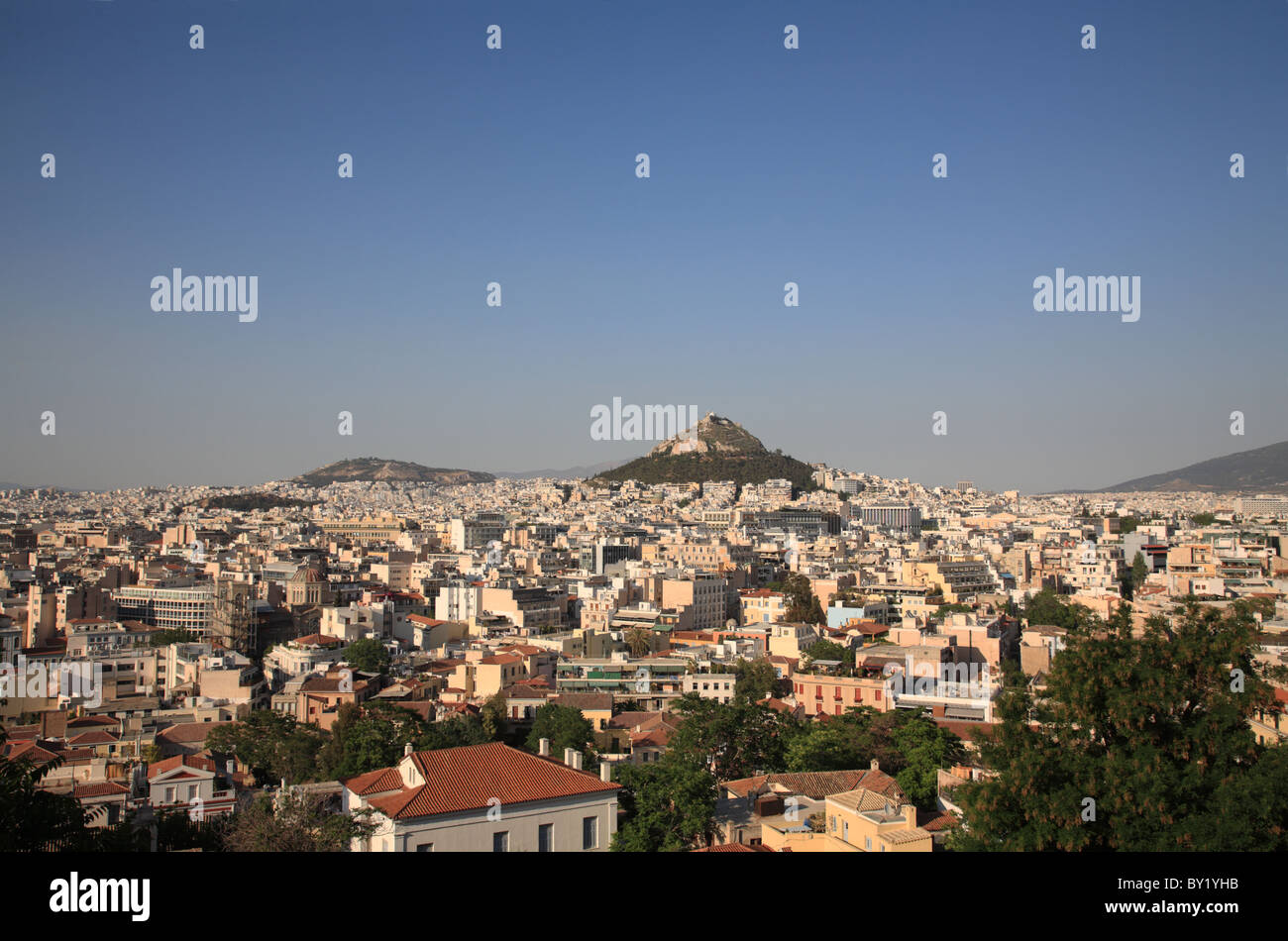 Vue de la ville d'Athènes de l'Acropole, la fin de l'après-midi Banque D'Images