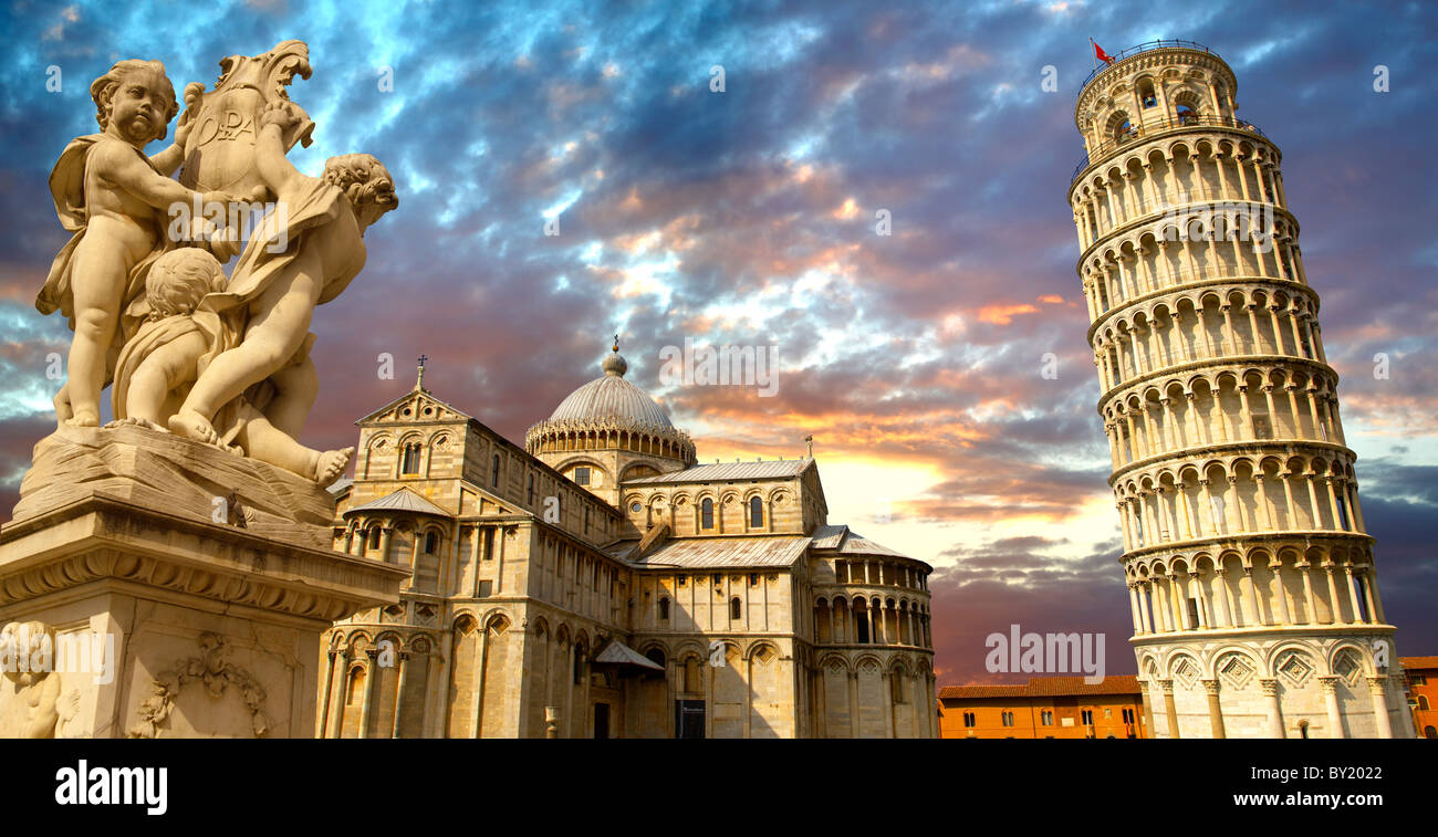 Tour de Pise - Site du patrimoine mondial de l'UNESCO, la Piazza del Miracoli , Pise, Italie Banque D'Images