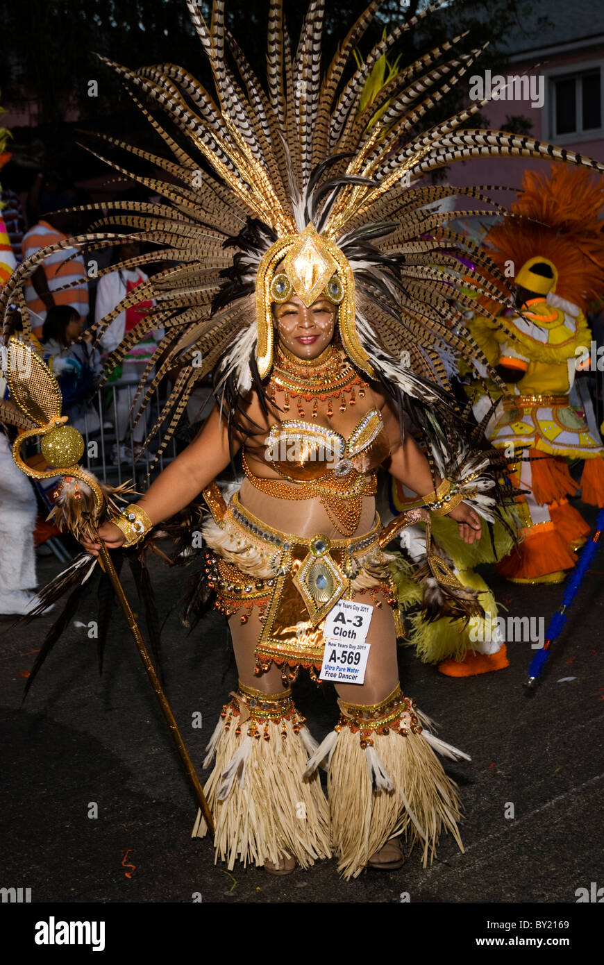 Danseuse, Junkanoo, le jour de l'an 2011, Nassau, Bahamas Banque D'Images