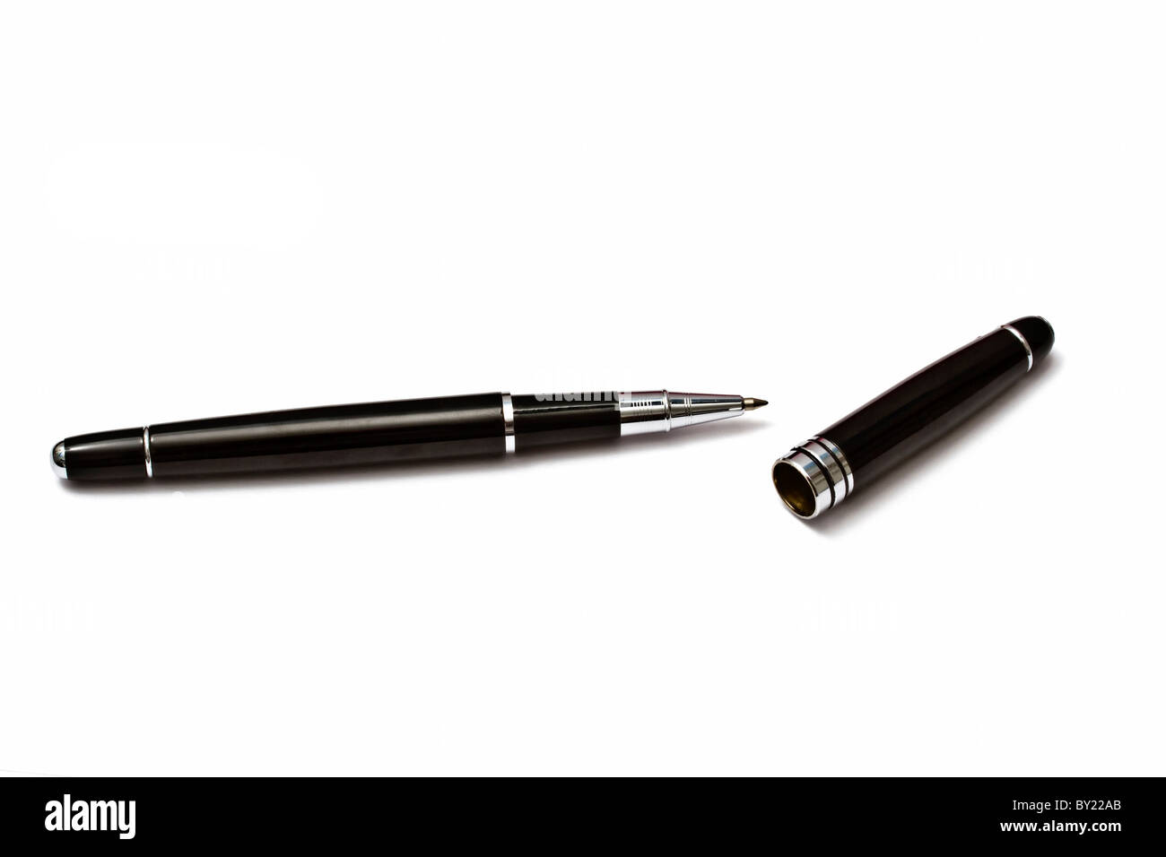 Stylo à bille noir isolé sur fond blanc Banque D'Images