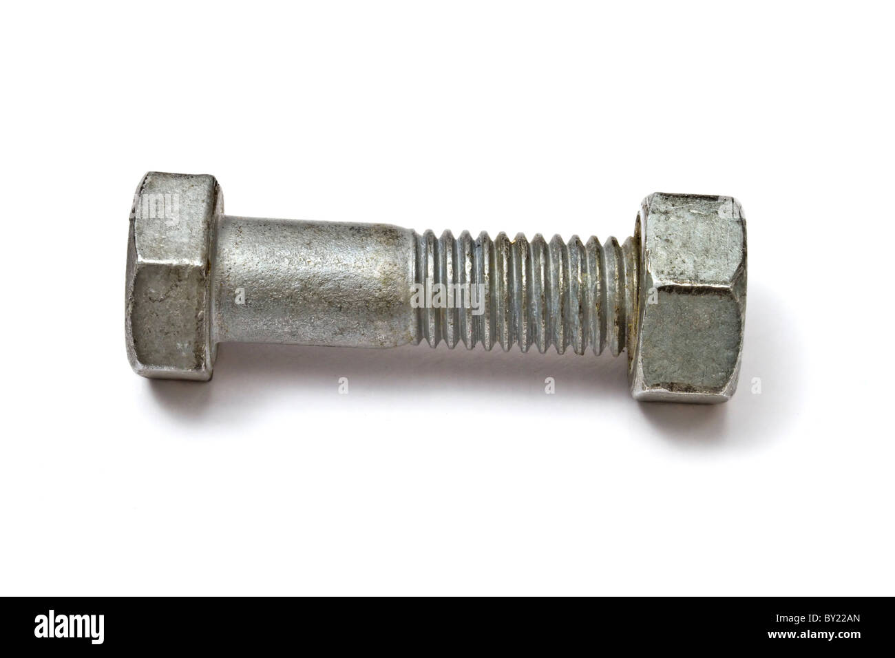 Un boulon isolé sur fond blanc Banque D'Images