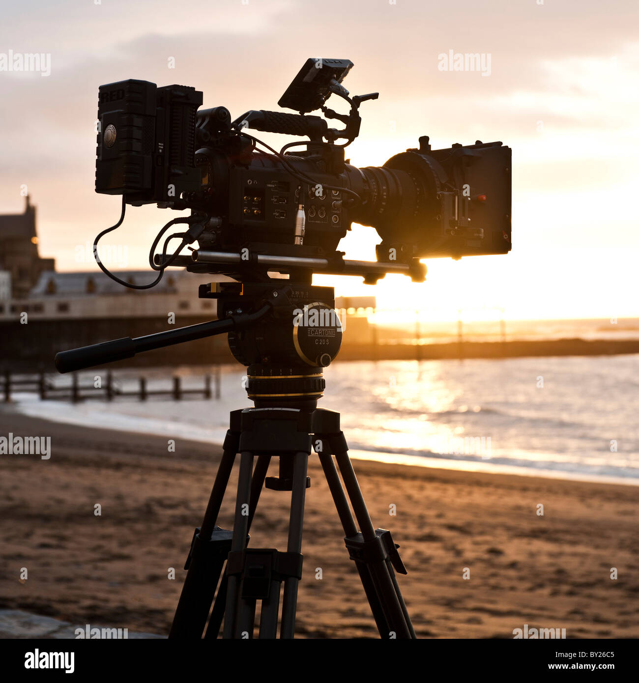 Rouge Une caméra vidéo numérique professionnel modulaire Banque D'Images