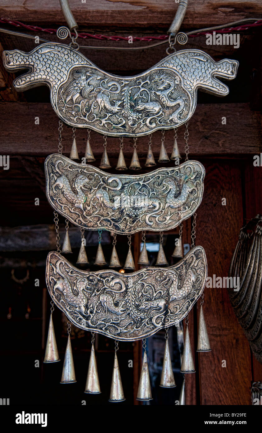 Laos Lao Luang Phabang close up de bijoux sur l'affichage et cher à vendre silver Banque D'Images