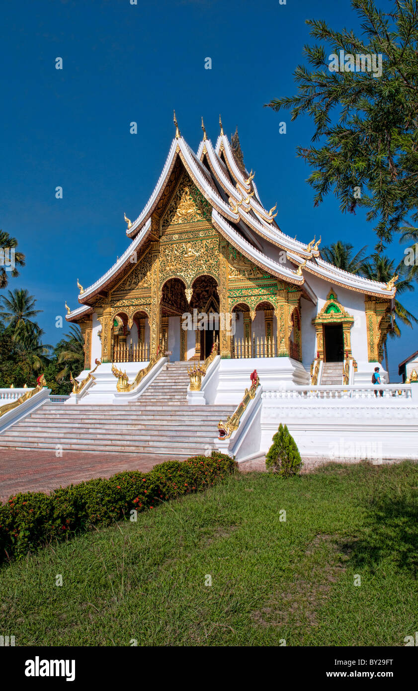 Luang Phabang Musée National de l'or et de l'architecture magnifique temple au Laos Asie Loa Banque D'Images