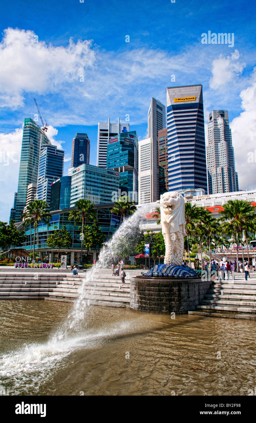 le-centre-ville-de-singapour-c-l-bre-symbole-lion-merlion-et-toits-de