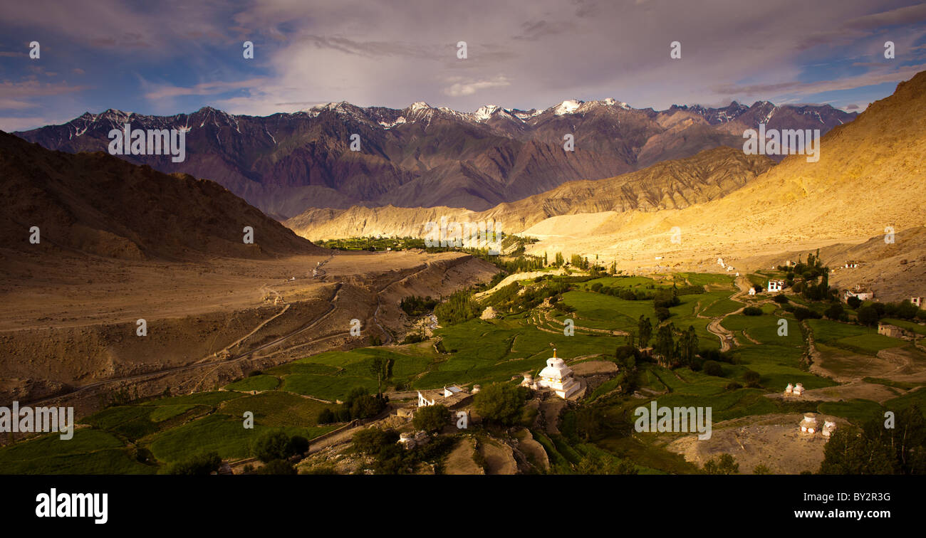 Paysage de Likir Gompa Leh, Ladakh, Inde. Banque D'Images