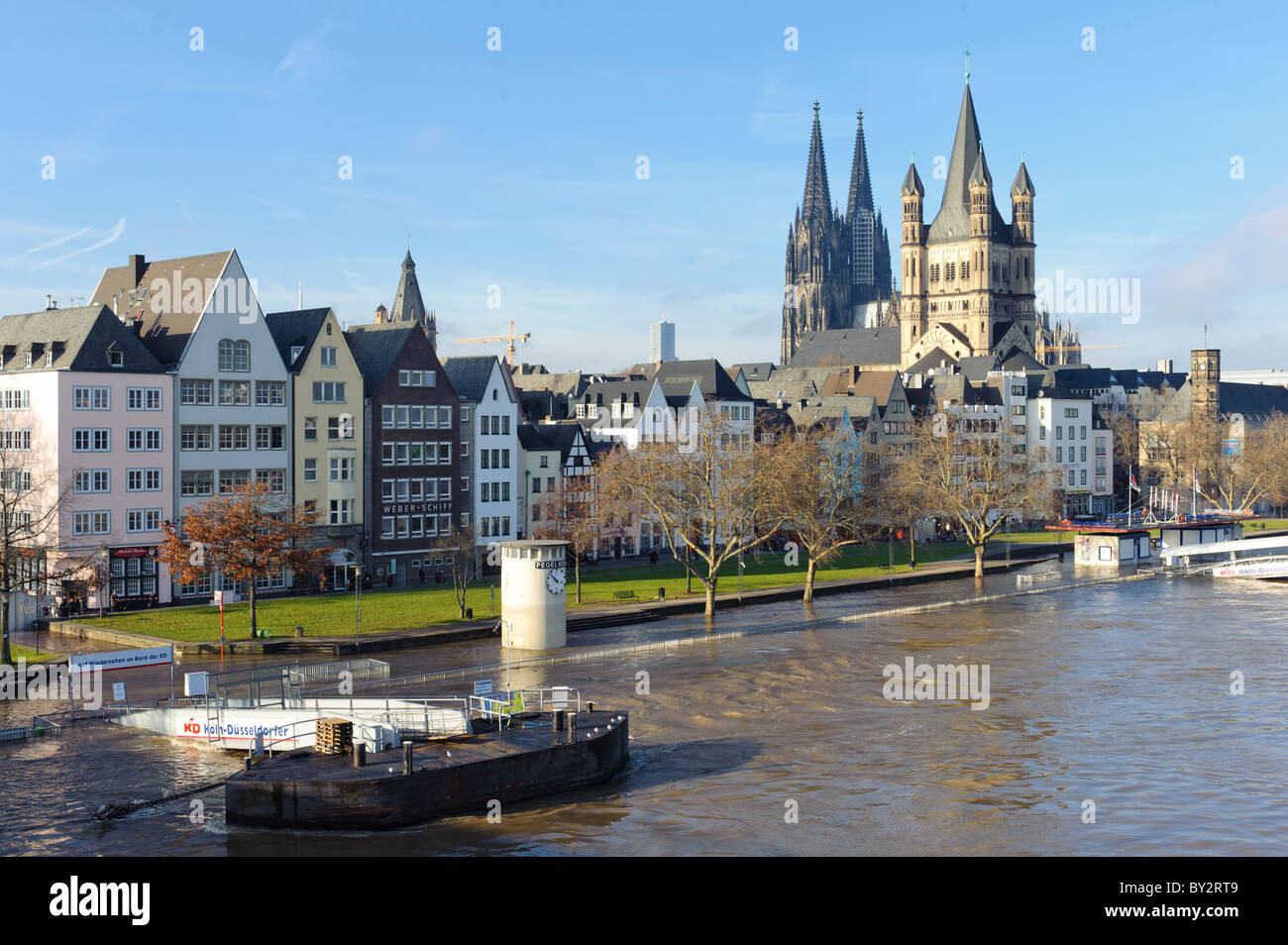 La ville inondée de Cologne en 2011 Banque D'Images