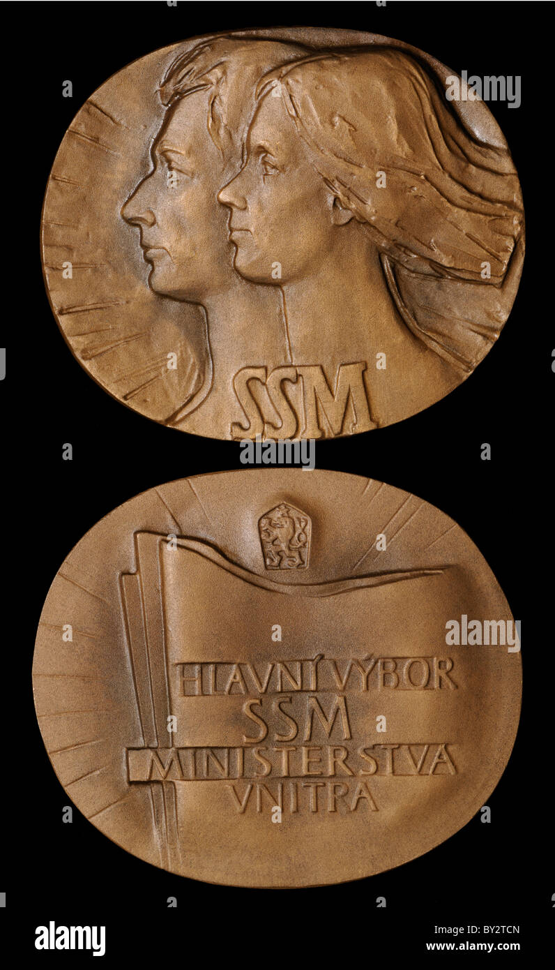 Médaille de bronze de la Tchécoslovaquie. SSM - Socialisticky svaz mladeze - Union de la jeunesse socialiste Banque D'Images