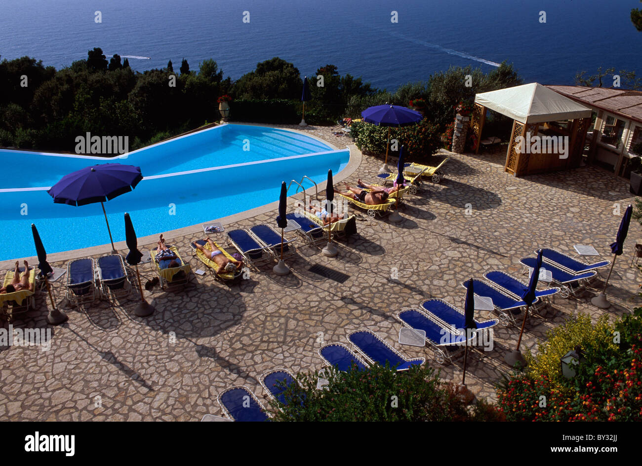 Hôtel Caesar Augustus à Anacapri, piscine, Capri, Italie Banque D'Images