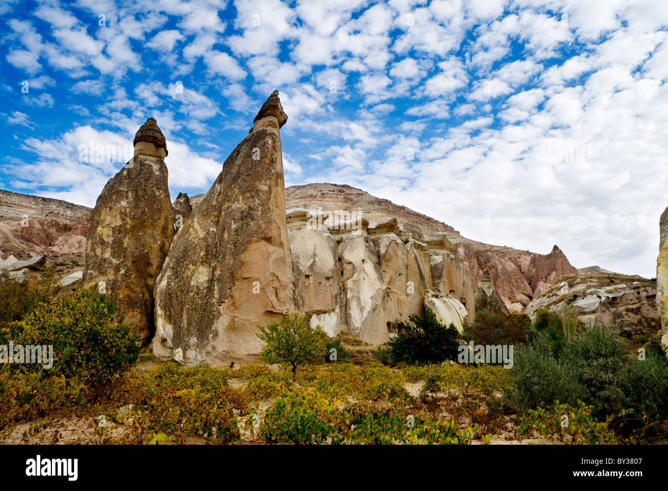 Dans les formations rocheuses de la vallée de Göreme, Cappadoce, Turquie Banque D'Images