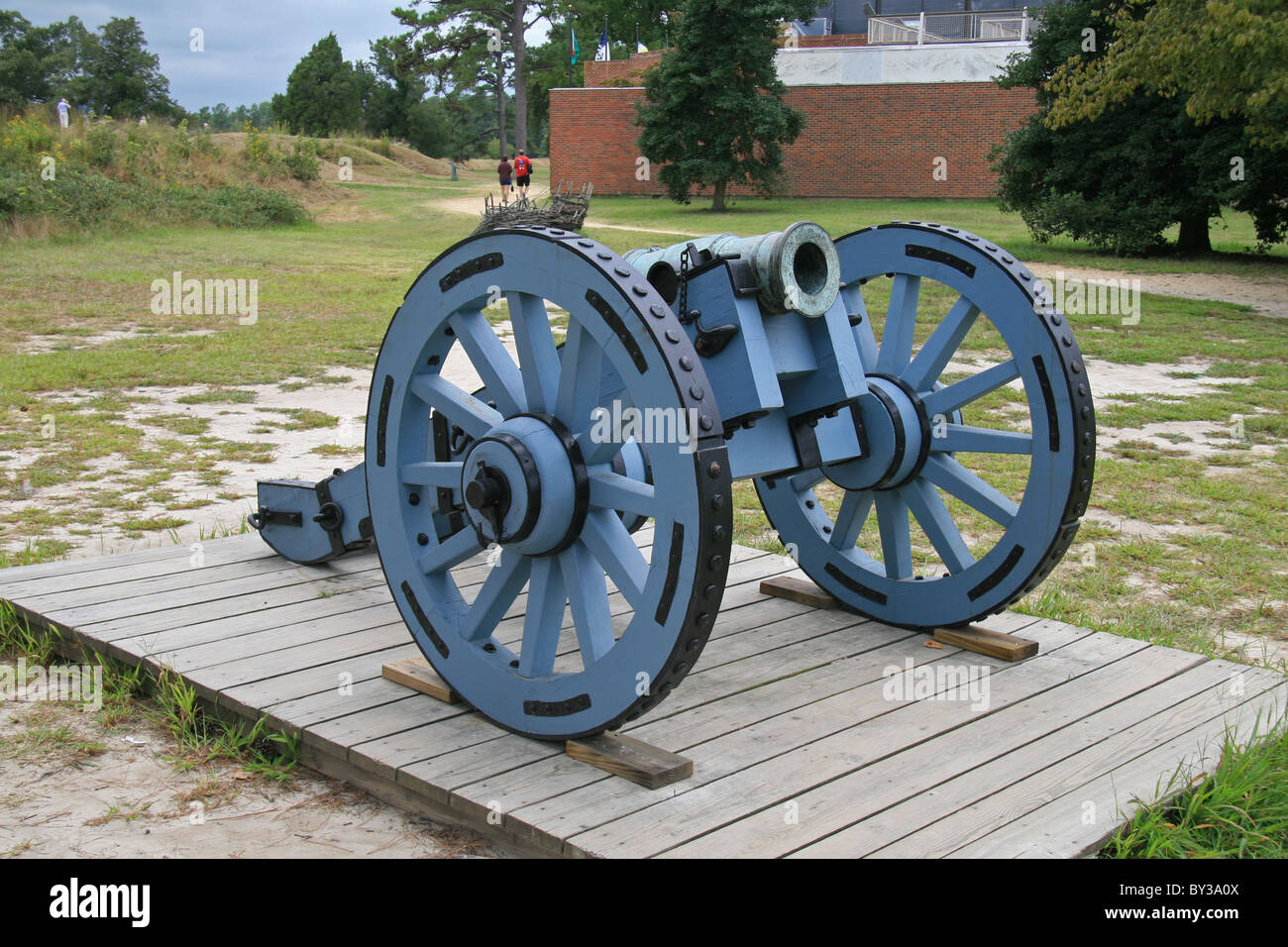 Une pièce d'artillerie de la guerre d'Indépendance américaine, de la bataille de Yorktown en 1781. Parc historique national de l'époque coloniale. Banque D'Images