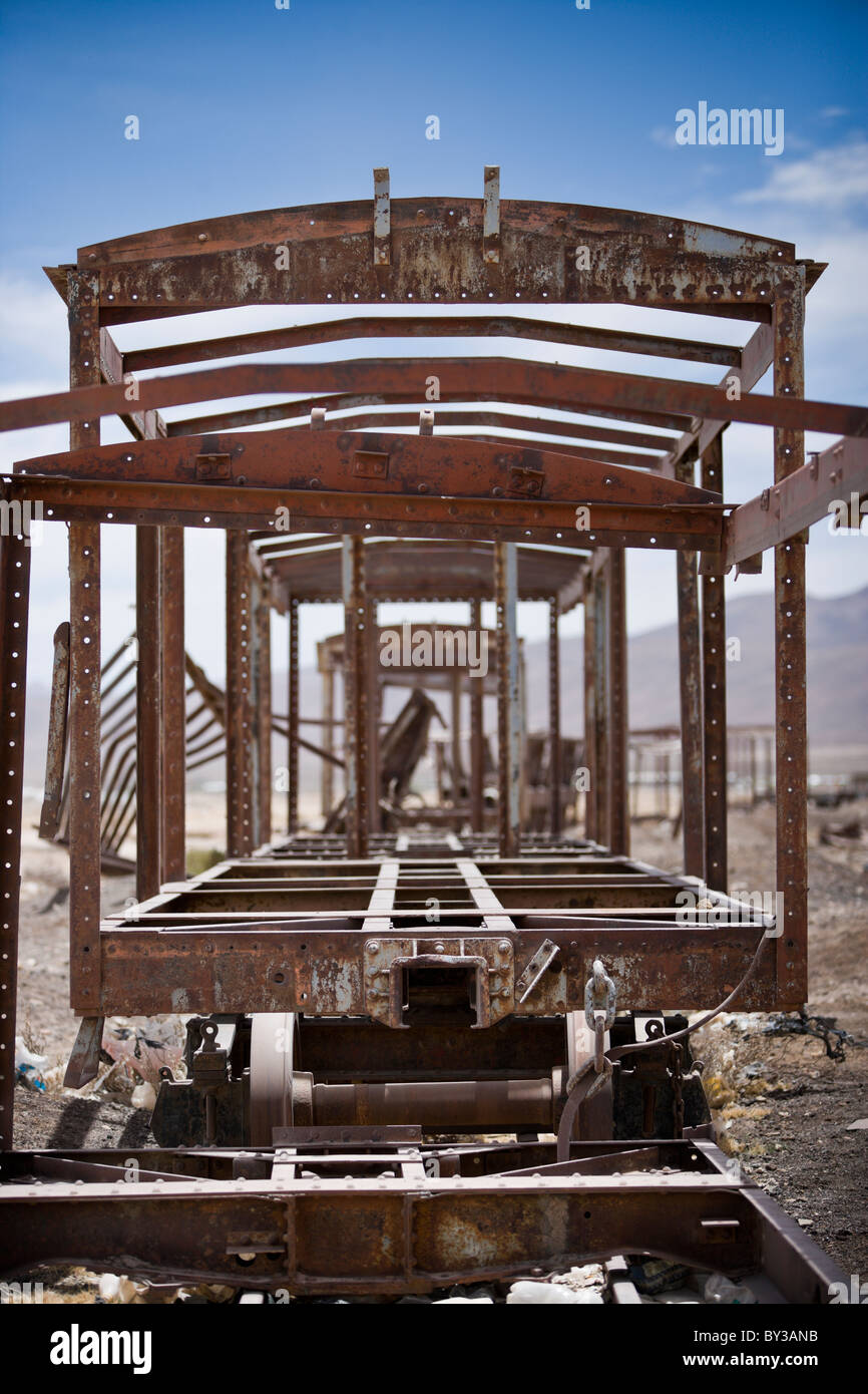 Cimetière de train, Uyuni, Bolivie Banque D'Images