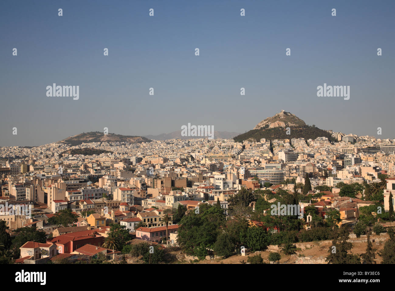 Vue de la ville d'Athènes de l'Acropole, la fin de l'après-midi Banque D'Images
