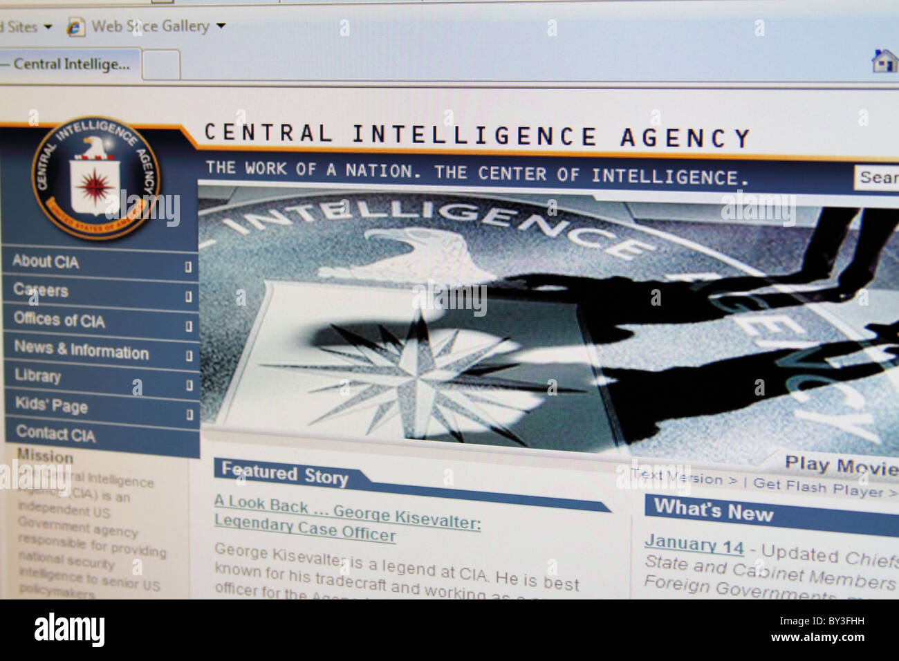 CIA Central Intelligence Agency site web de l'ordinateur Banque D'Images
