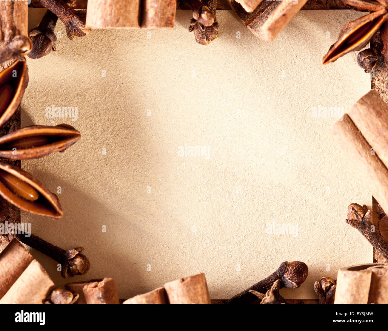 La texture de l'image de papier sur la cuisine des épices. Banque D'Images