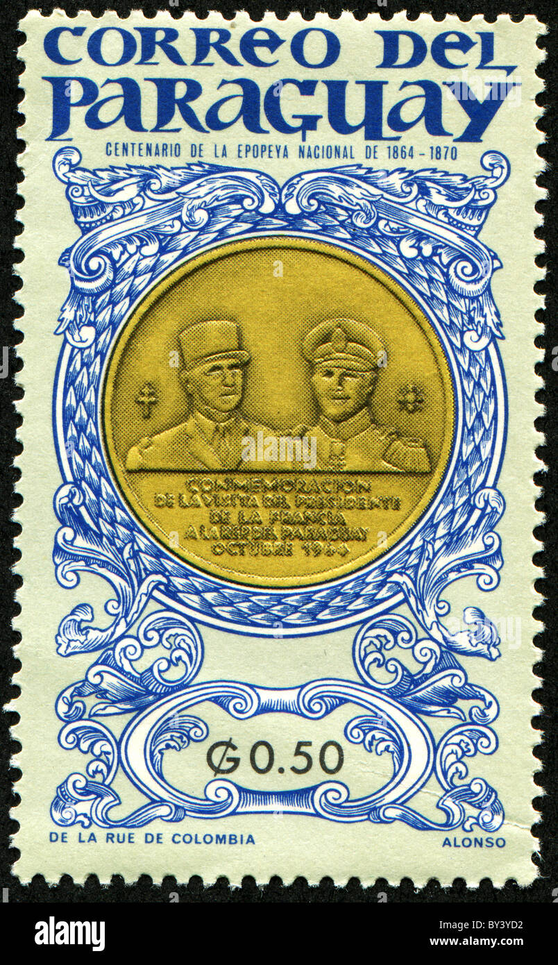 Médaille de Charles de Gaulle et d'Alfredo Stroessner Banque D'Images
