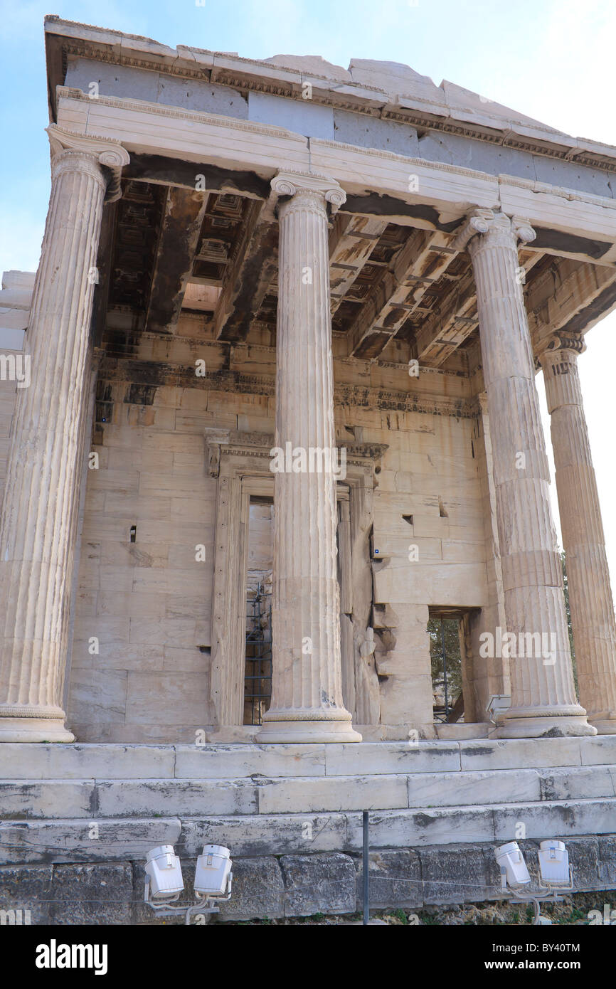 Le Parthénon d'Athènes détail sur la colline de l'Acropole en Grèce Banque D'Images