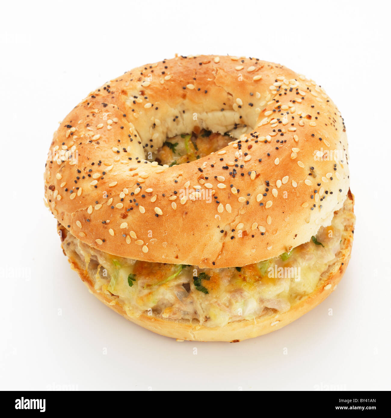Tuna melt bagel Banque D'Images