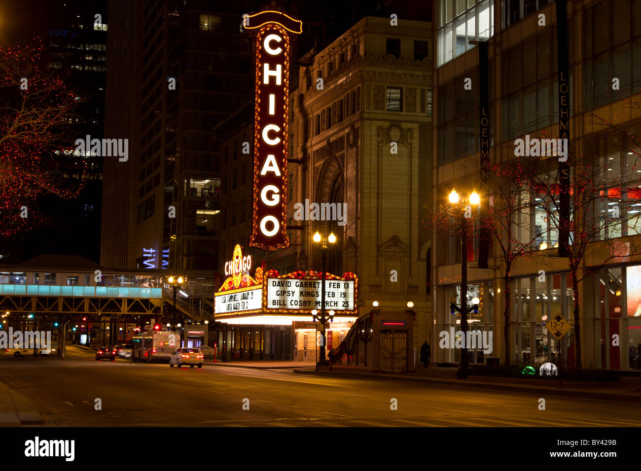 Théâtre de Chicago la nuit Banque D'Images