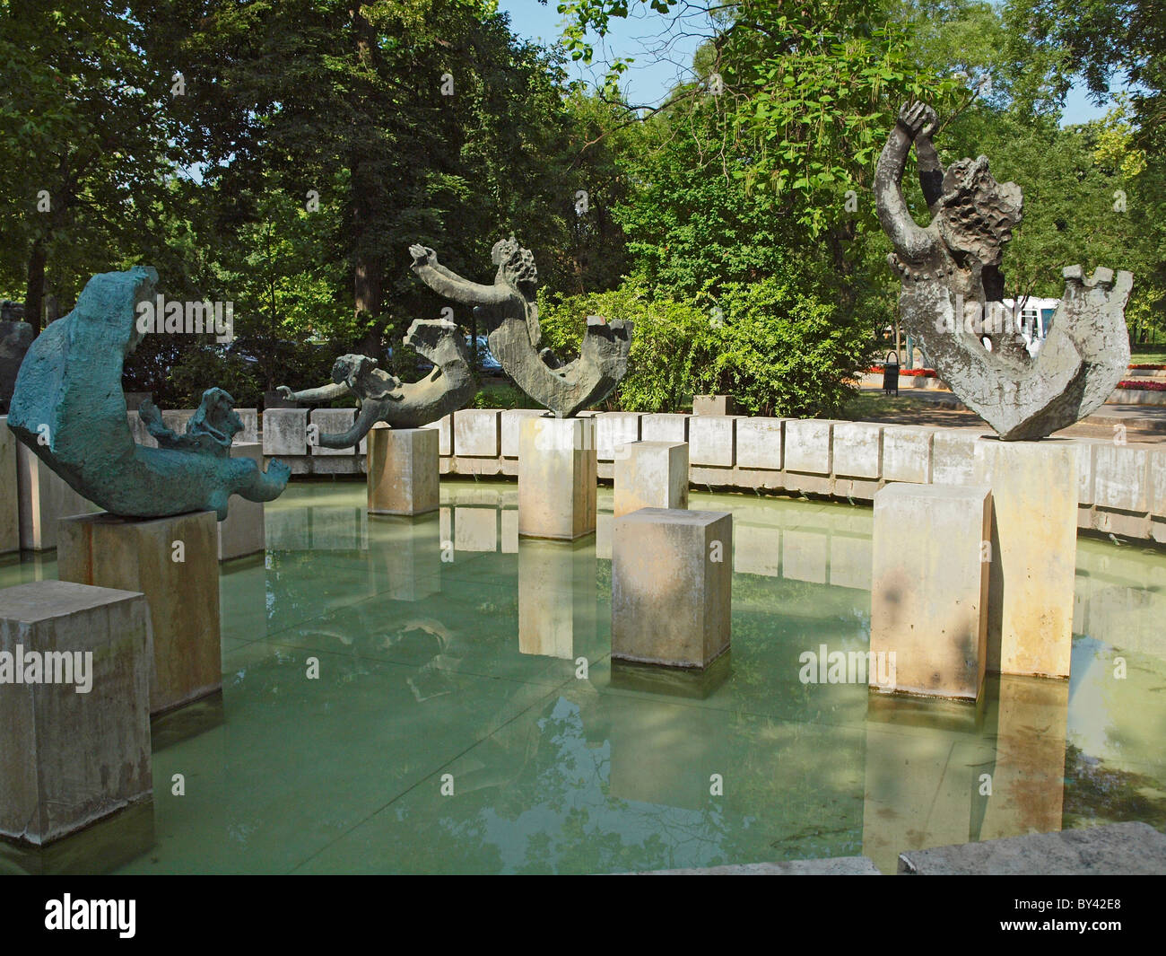 Mermaid Fontaine dans City Park près de l'établissement de bains Szechenyi. Budapest, Hongrie Banque D'Images