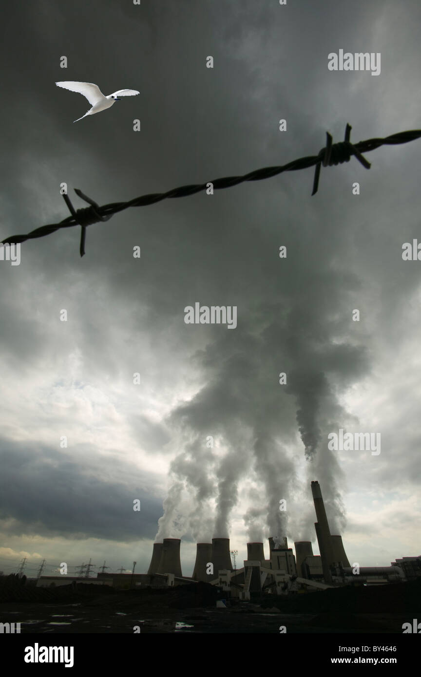 Ratcliffe sur un charbon Soar massive powered power station, UK qui est responsable de grandes émissions de dioxyde de carbone. Banque D'Images