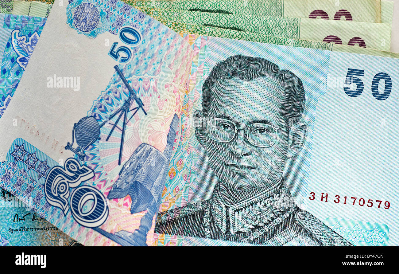 Photo illustration du baht thaïlandais, la monnaie de la Thaïlande. Banque D'Images