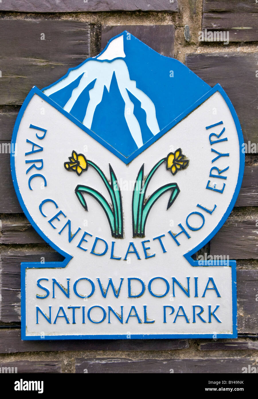 Signe de Snowdonia National Park, au nord du Pays de Galles, Royaume-Uni Banque D'Images