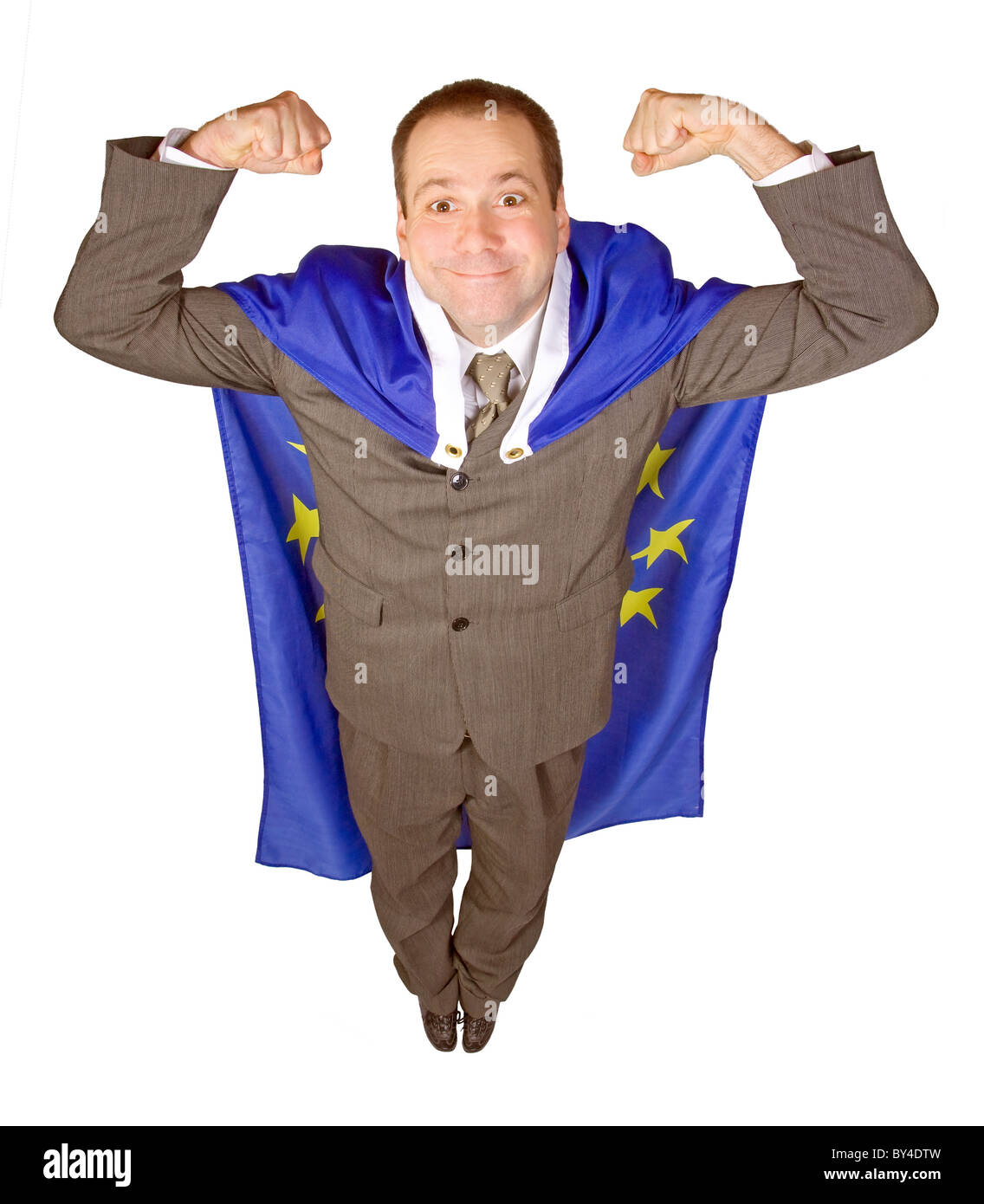 Homme avec le drapeau de l'Union européenne Banque D'Images