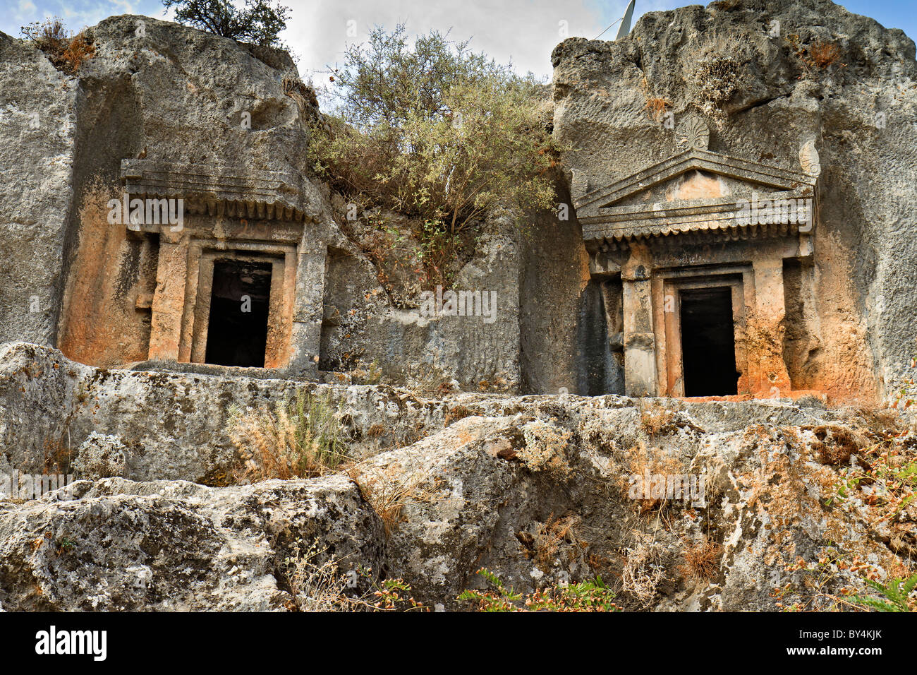 Fethiye Turquie libre de Rock Tombs Banque D'Images