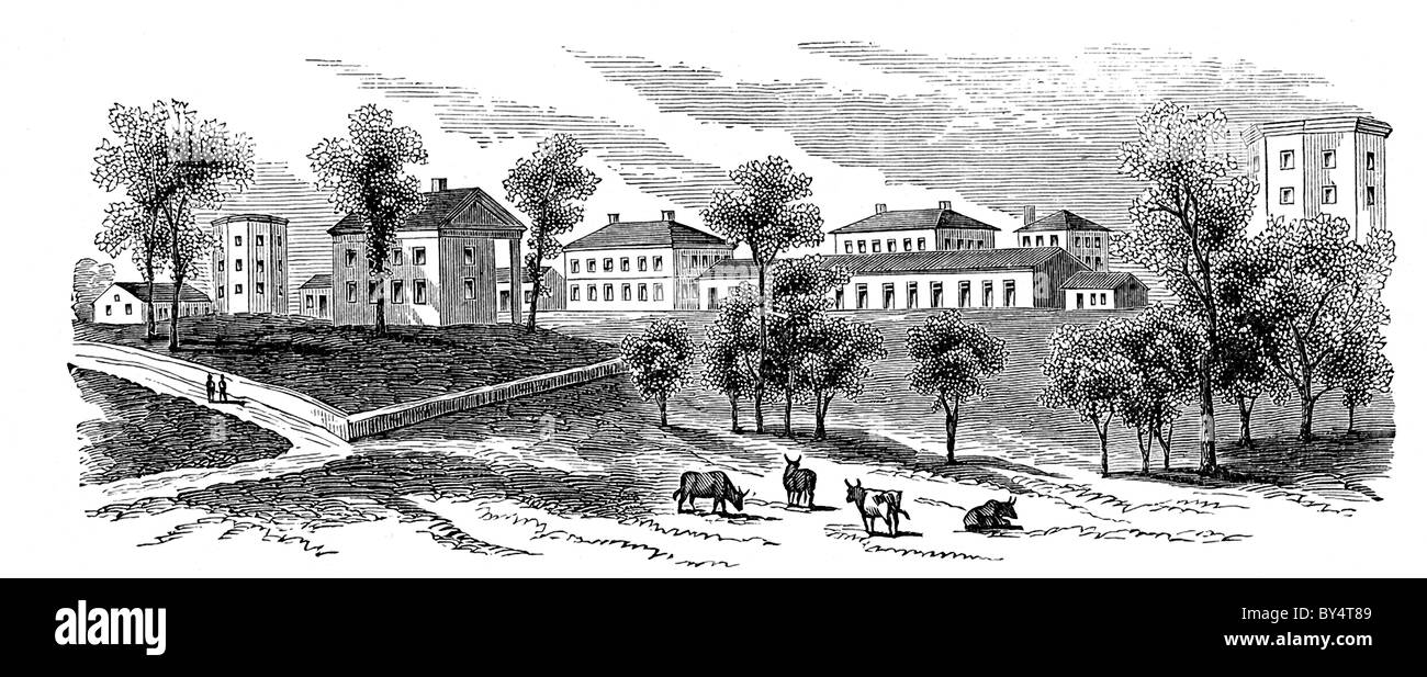 Cette gravure montre l'arsenal du gouvernement à Fayetteville, Caroline du Nord, le 23 avril 1861. Banque D'Images