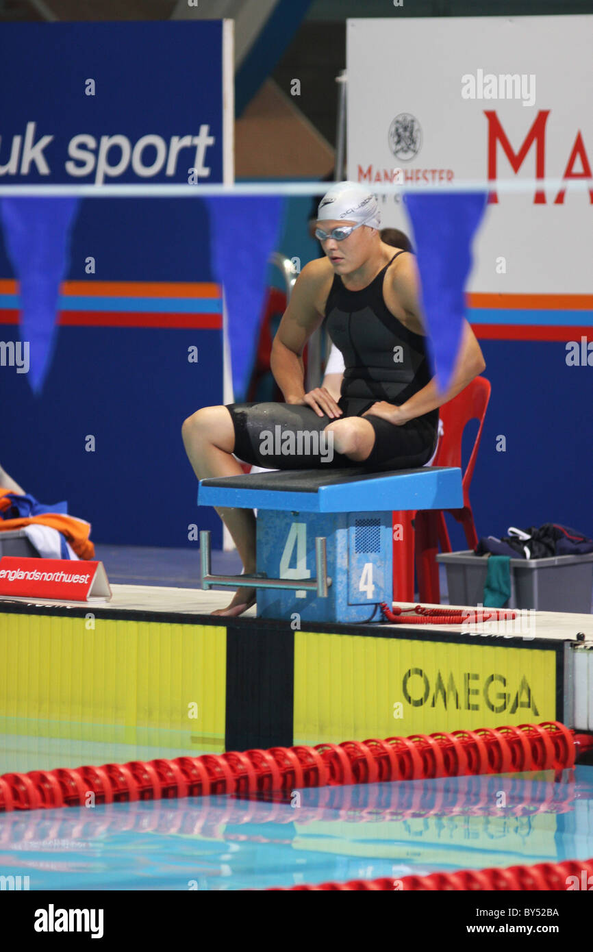 Le nageur Natalie Du Toit, à la Coupe du monde paralympique à Manchester Banque D'Images